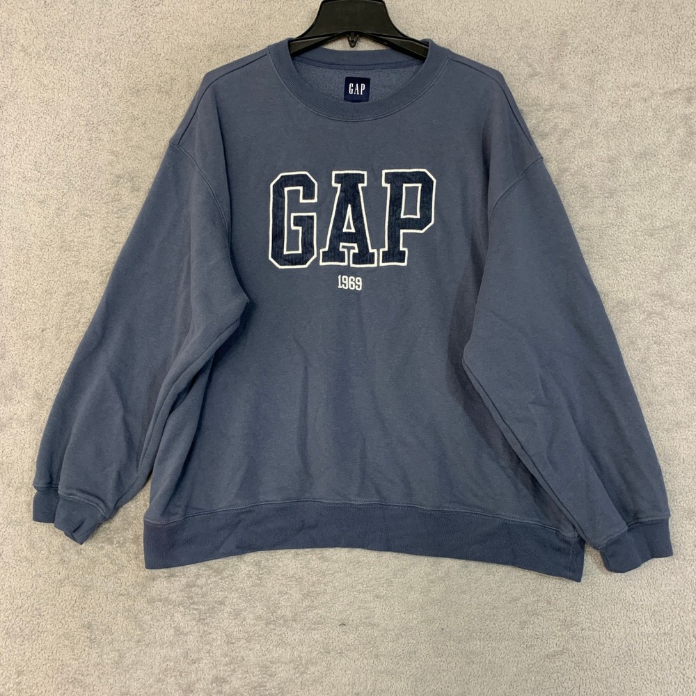 GAP Women's XXL Blue Logo Crewneck Sweatshirt Cotton Blend